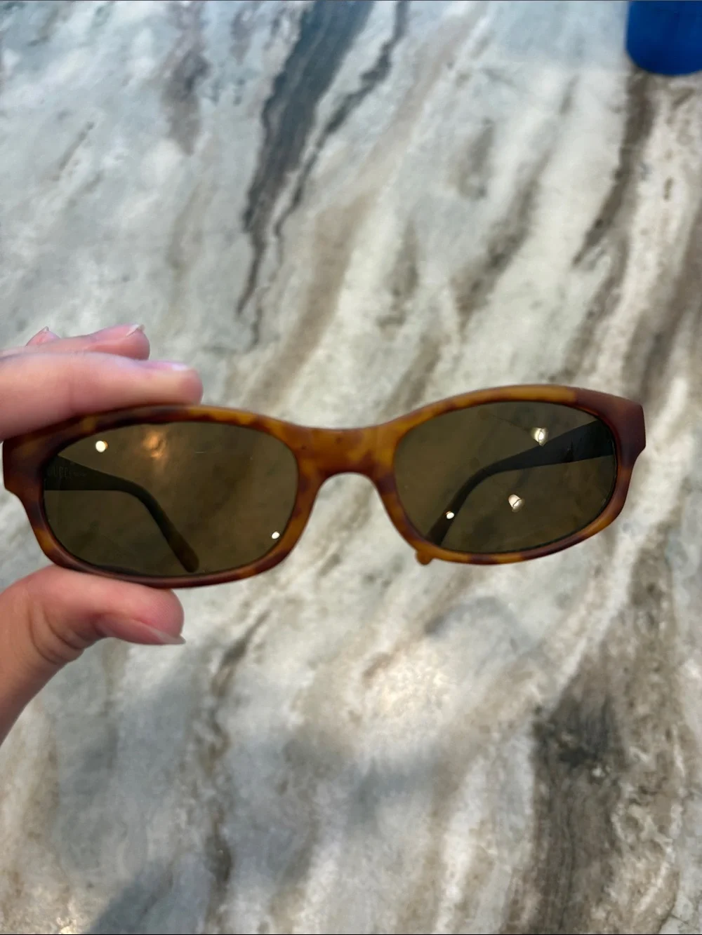 Vintage Designer Tortoiseshell Acetate Sunglasses with Gold Logo